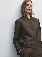 Linen blend jacket with button detail