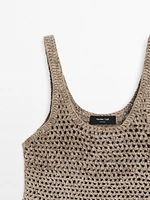 Top tressé en cuir finition daim