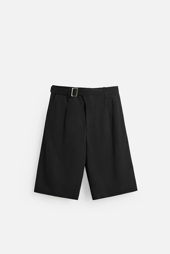 BELTED PLEATED SHORTS