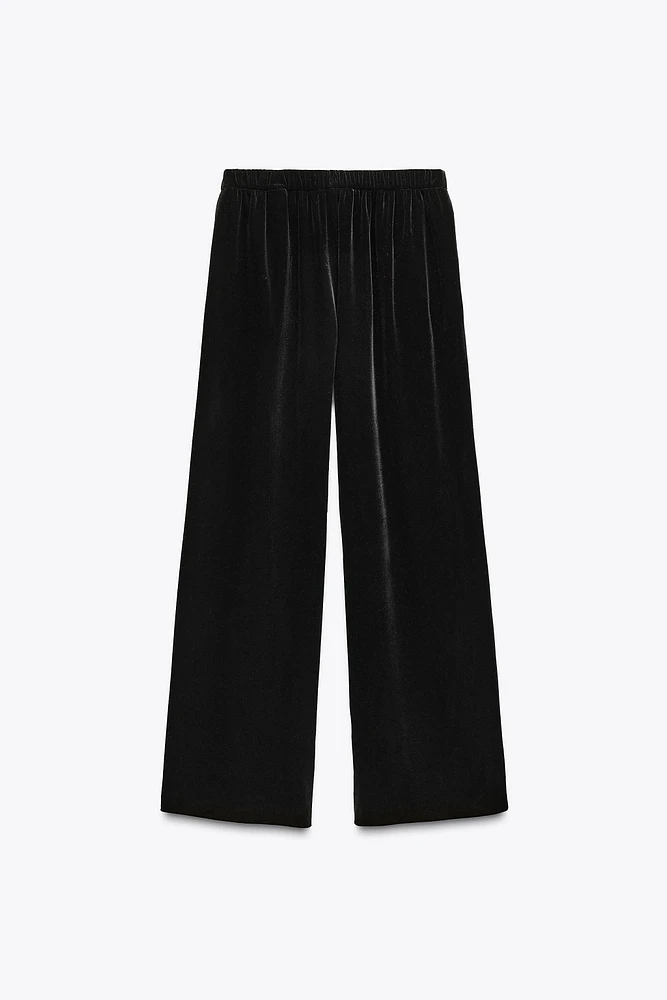 VELVET WIDE LEG PANTS
