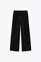 VELVET WIDE LEG PANTS
