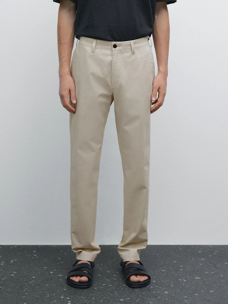 Pantalon slim en toile de coton mélangé