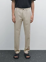 Pantalon slim en toile de coton mélangé