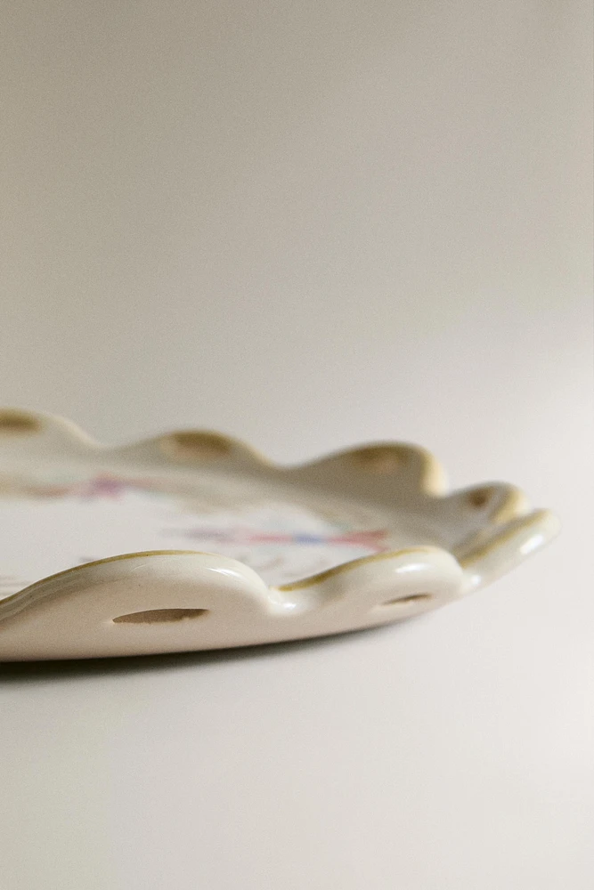 CERAMIC FLORAL DESSERT PLATE