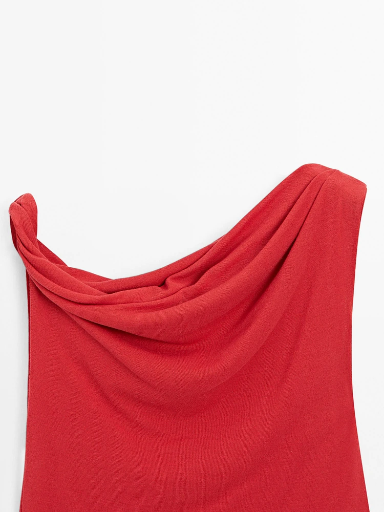 Top drapé avec nœud en coton