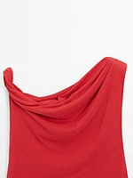 Top drapé avec nœud en coton