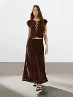 Cotton blend crochet midi skirt