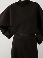 Long wool blend skirt with slit