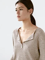 Linen blend henley sweater