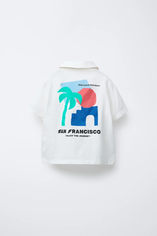 PRINTED LINEN BLEND SHIRT