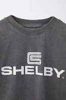 T-SHIRT EFFET DÉLAVÉ AVEC INSCRIPTION IMPRIMÉE