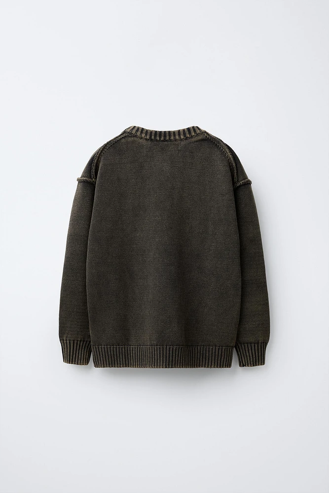 ACID WASH KNIT SWEATER