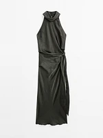 Satin midi dress with bow detail - Studio