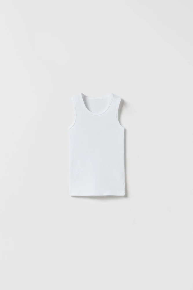 2-6 ANS/ LOT TROIS T-SHIRTS SANS MANCHES BASIQUES