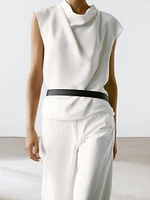 Flowing blouse with draped collar