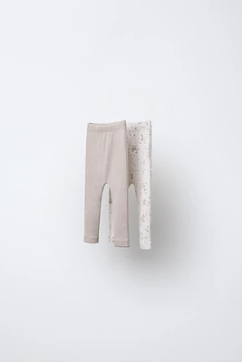 TWO-PACK OF PRINTED POINTELLE LEGGINGS
