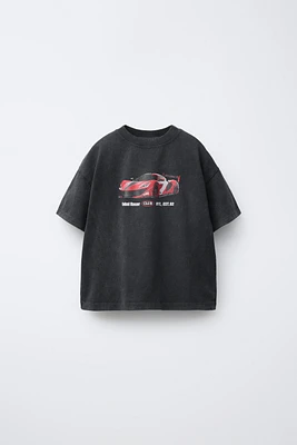 T-SHIRT EFFET DÉLAVÉ VOITURE
