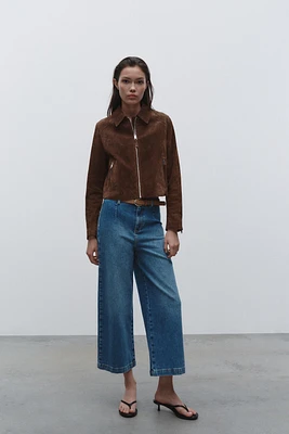 Z1975 BELTED HIGH RISE CROPPED WIDE LEG JEANS
