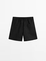 100% linen short Bermuda shorts