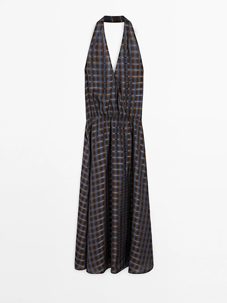 Robe longue ample imprimée à encolure américaine