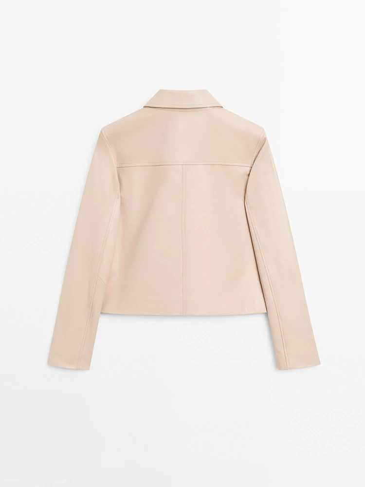 Veste courte en cuir nappa