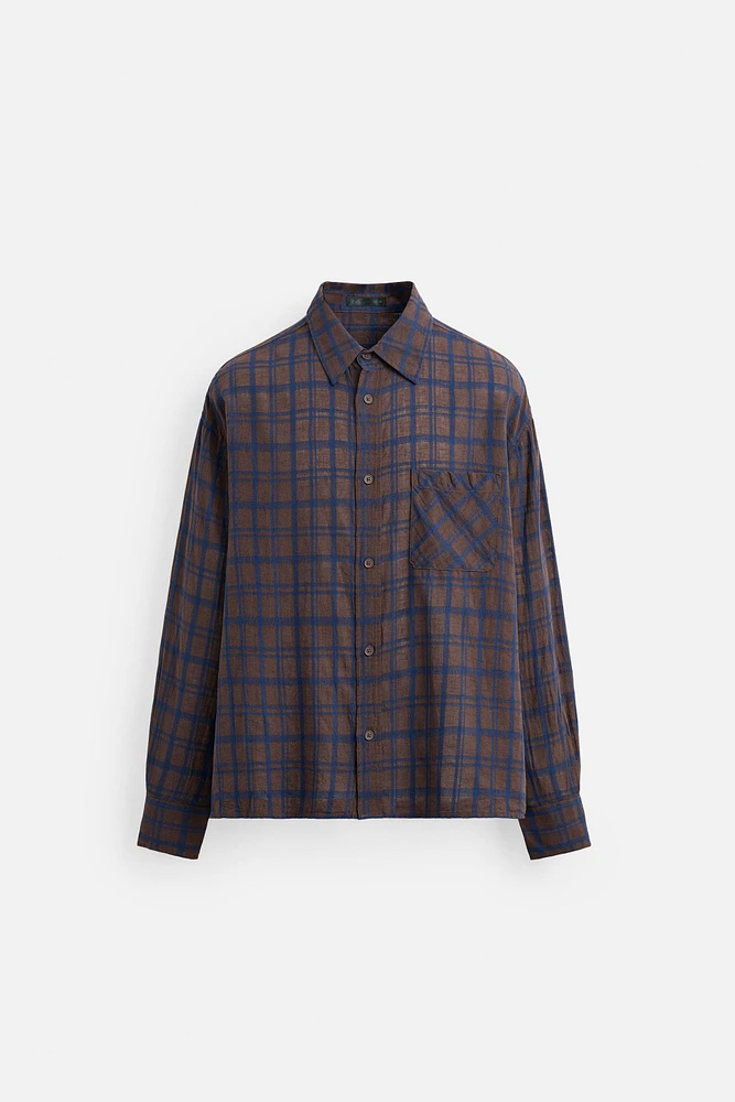 COTTON - LINEN PLAID SHIRT