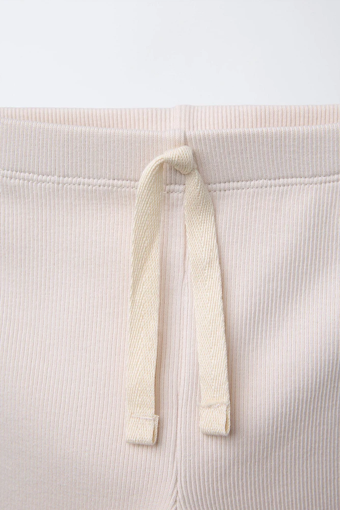 LACE BAND RIBBED LEGGINGS