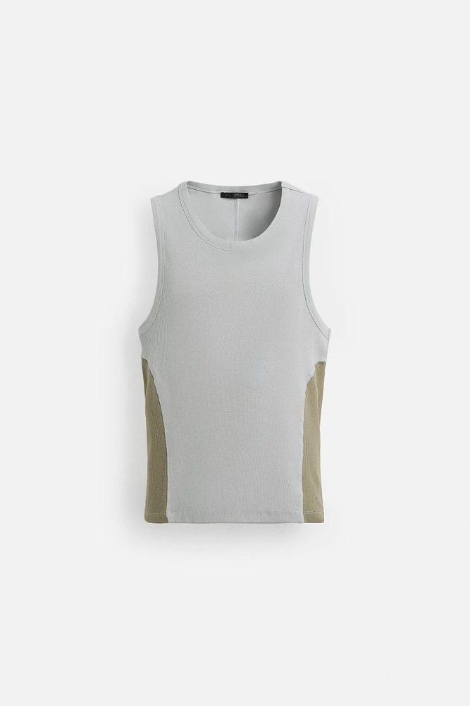 COLOR BLOCK RIBBED TANK TOP