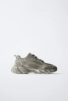 WORN-EFFECT SNEAKERS