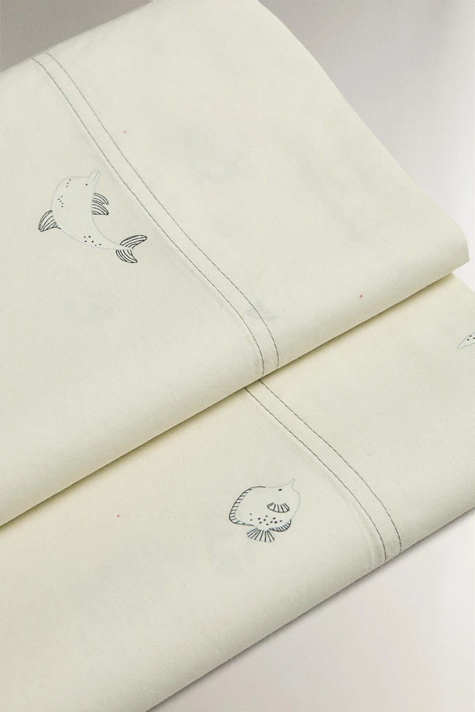 CHILDREN’S SEA PRINT FLAT SHEET
