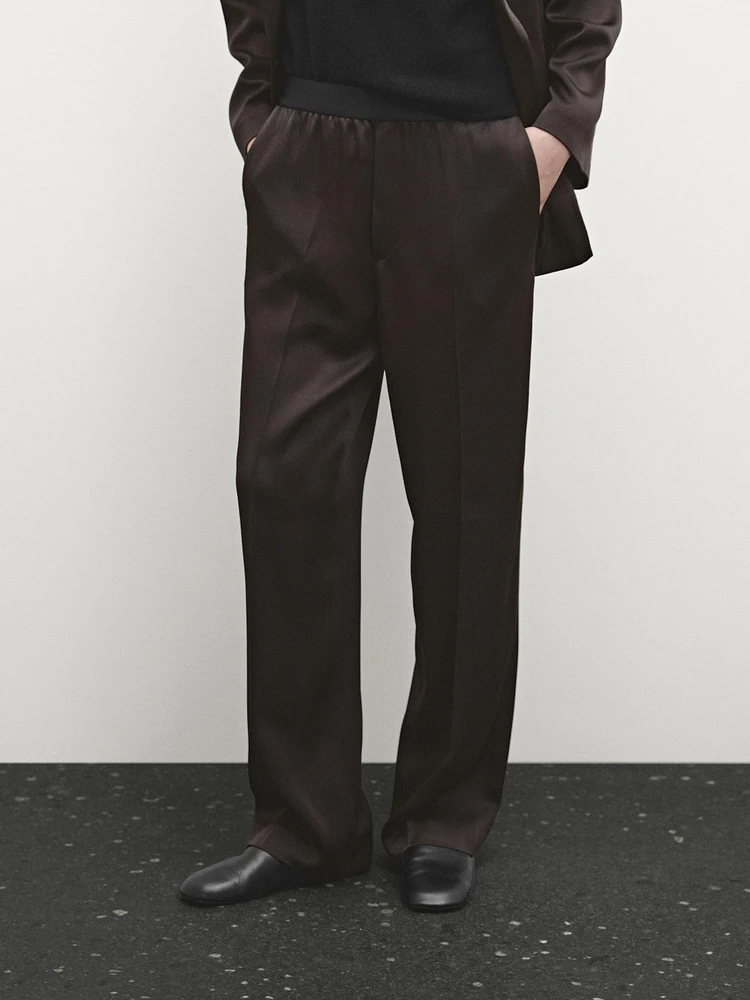 Pantalon large satiné