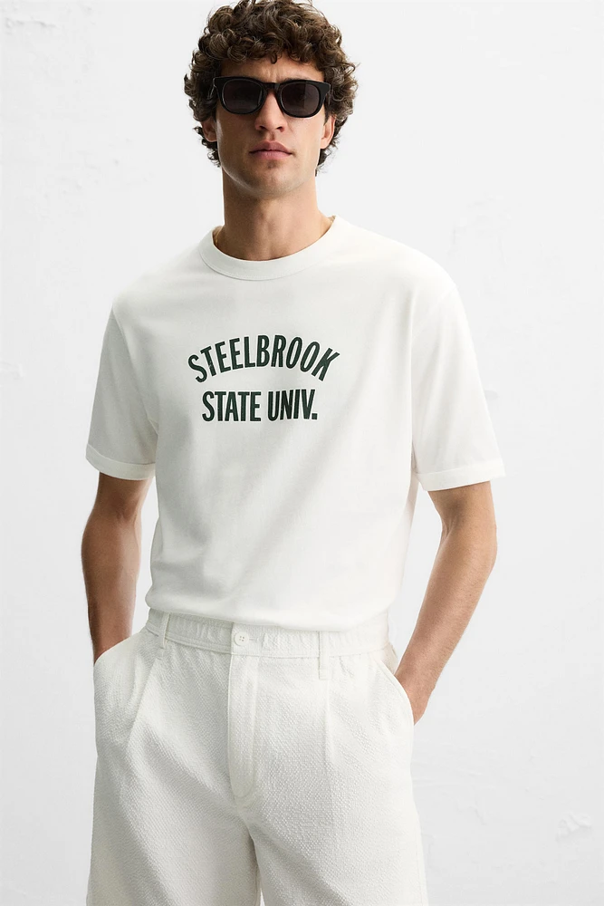 RIBBED TEXT T-SHIRT