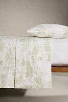 TOILE DE JOUY SATEEN FLAT SHEET WITH PALM TREES