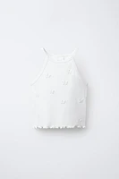 T-SHIRT CÔTELÉ PAPILLONS ET FLEURS
