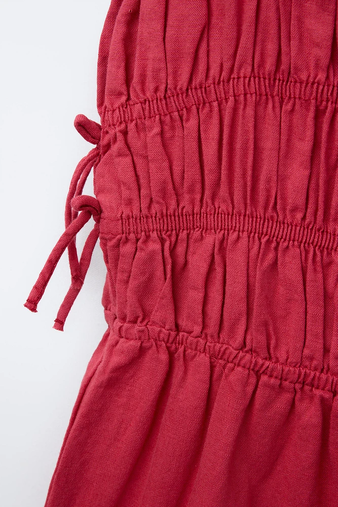 LINEN BOW LONG JUMPSUIT