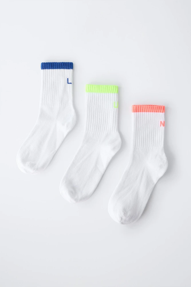 THREE-PACK OF NEON LETTER SOCKS