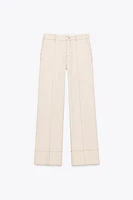 TOPSTITCHED BOOTCUT PANTS