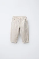 LINEN BAGGY BUTTON PANTS