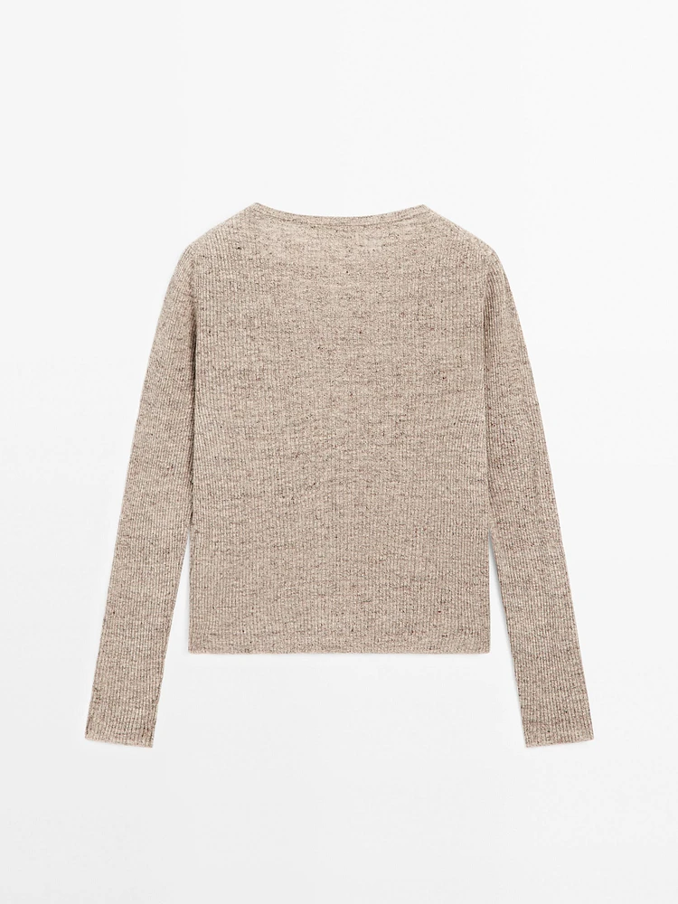 Linen blend henley sweater