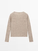 Linen blend henley sweater