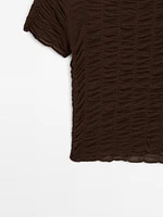 Short sleeve T-shirt with gathered detail