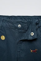 PANTALON EN SERGÉ STRAIGHT BRODÉ