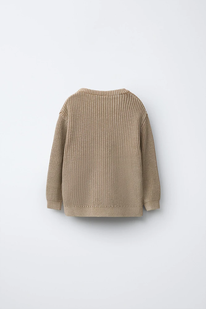 WASHED EFFECT KNIT SWEATER