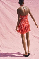 FLORAL GODET PRINT DRESS