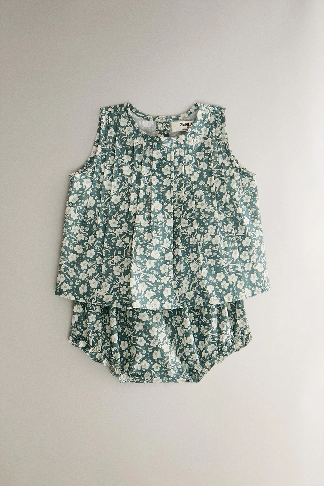 CHILDREN’S COTTON TROPICAL FLOWER BABY CLOTHING SET (SET OF 2)