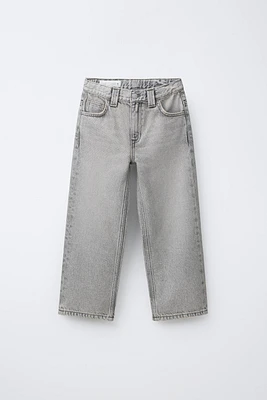 WASHED EFFECT WIDE LEG JEANS