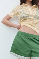SATIN EFFECT SHORTS WITH LACE