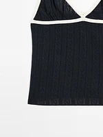 Pointelle knit triangle top