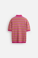 TEXTURED STRIPE KNIT POLO