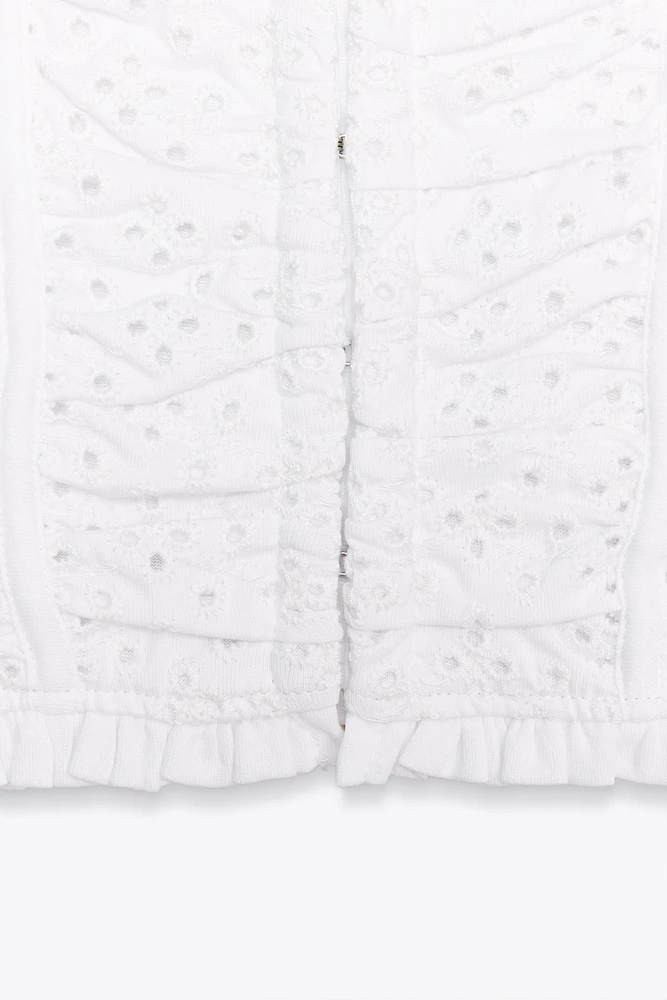 OPENWORK EMBROIDERED TOP
